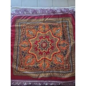 Vintage 70s 100% Pure Virgin Wool Scarf 29" Square Made In Japan WPL 34191